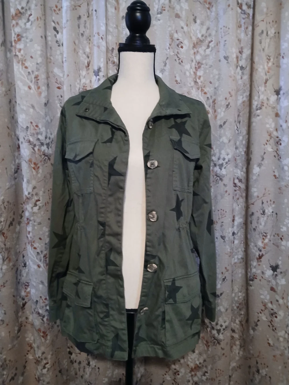 Knox Rose Olive Green Star Motif Utility Jacket - Picture 5 of 5